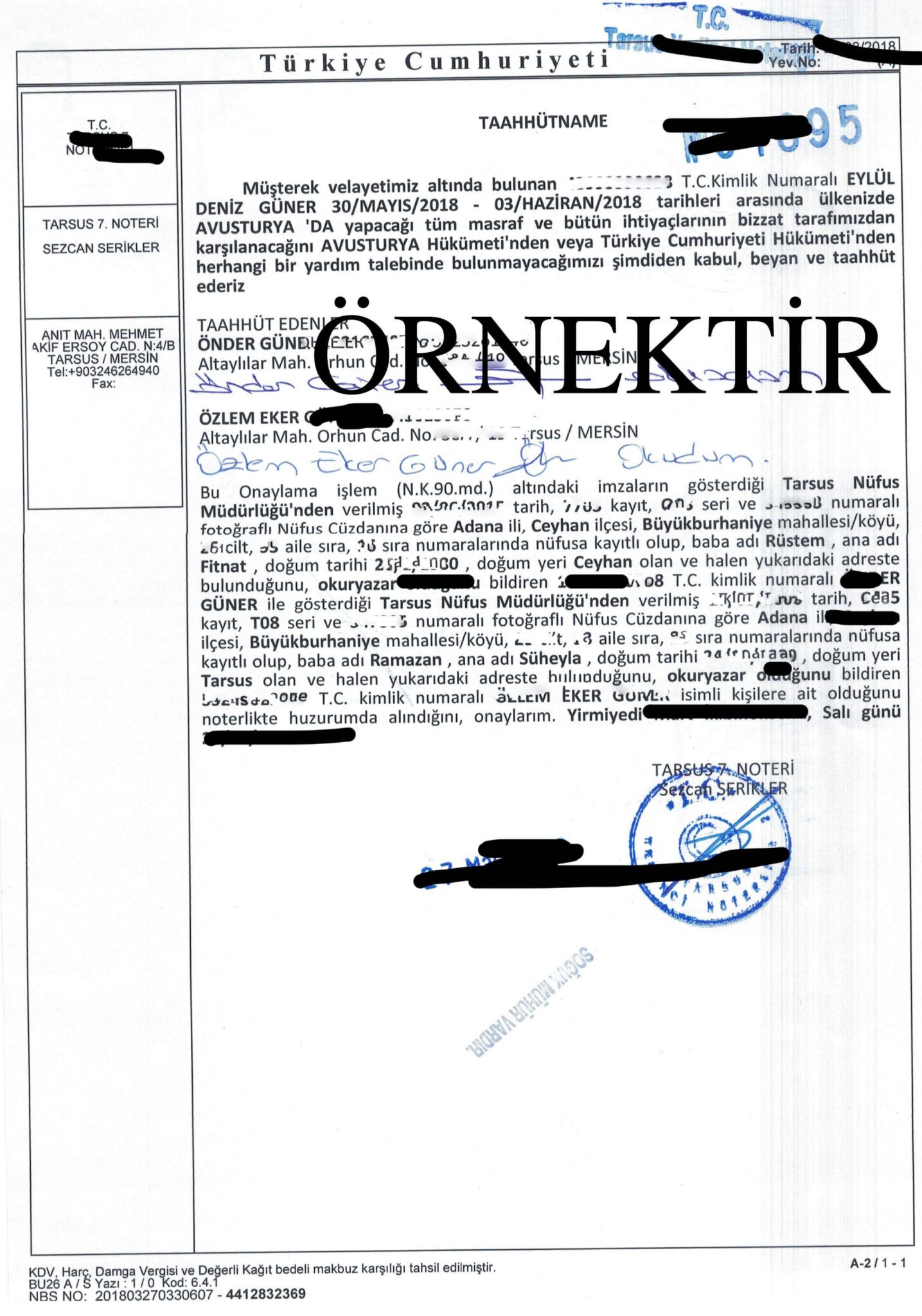 Tahhütname Örneği (Noterden) Visa Center